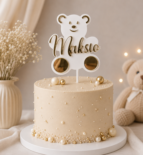 *HIT* Personalizowany Topper na tort Miś z imieniem WARSTWOWY