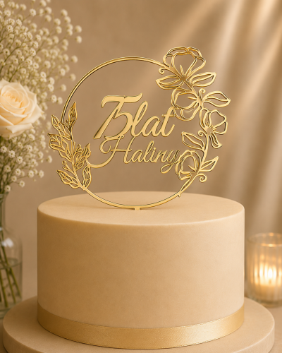 Personalizowany Topper na tort urodzinowy cyfra + lat w okręgu