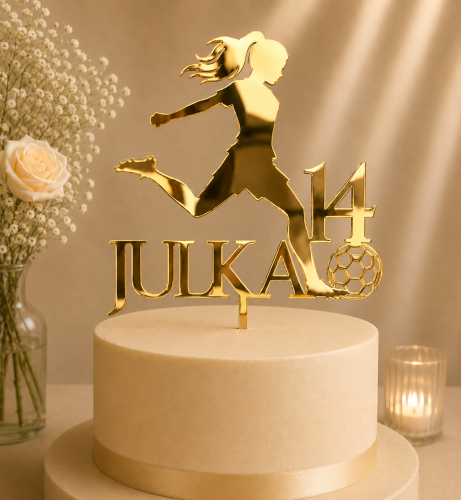 Personalizowany Topper na Tort Piłkarka z imieniem + cyfra PIŁKA NOŻNA