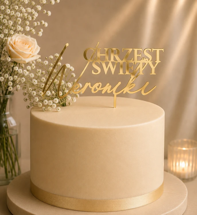 Personalizowany Topper na tort Chrzest Święty z imieniem