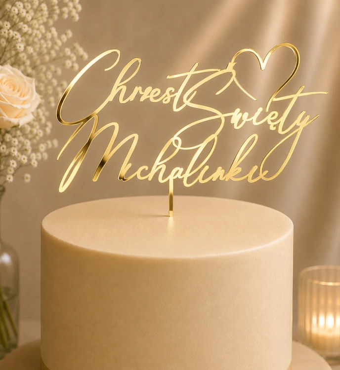 Personalizowany topper na tort Chrzest Święty z imieniem + serduszko.png