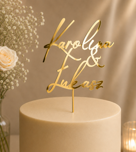 Personalizowany Topper na tort ślubny Imiona Pary Młodej