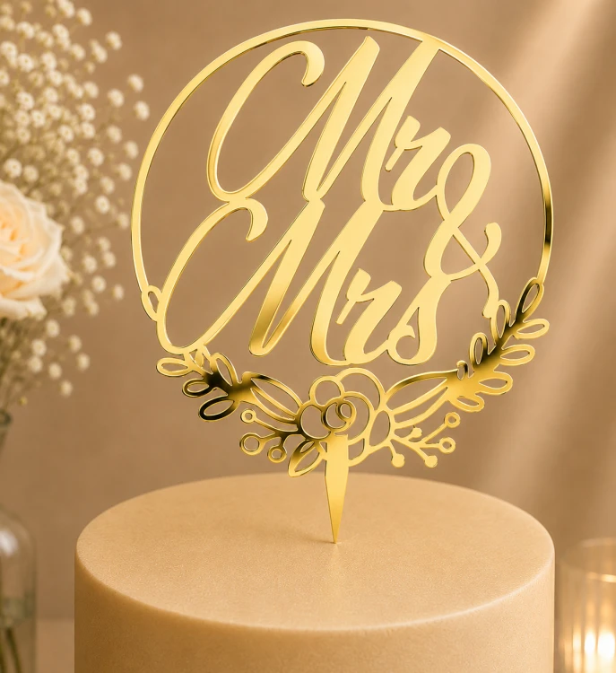 Topper Mr &amp; Mrs na tort weselny wersja 4