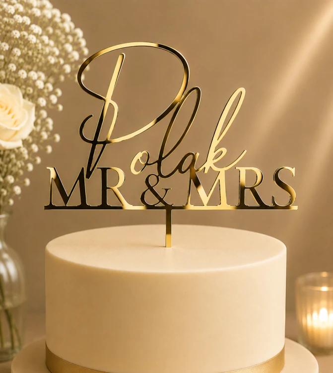 Personalizowany topper na tort MR&amp;MRS z imieniem