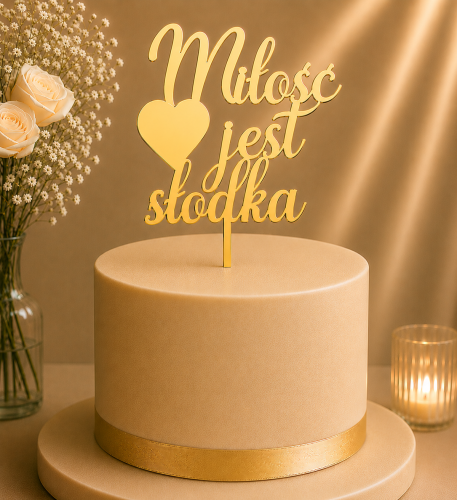Topper na tort ślubny Miłość jest słodka wersja 1