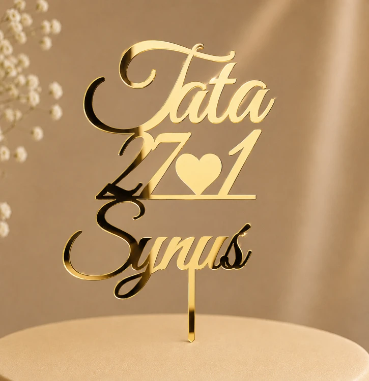 Personalizowany Topper na Tort Tata i Synuś z Cyframi