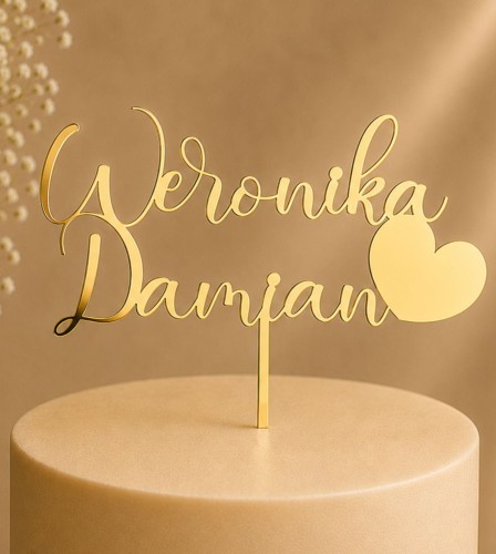 Dekoracja ślubna na tort Imiona z sercem.jpg