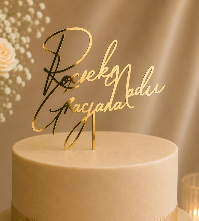 Personalizowany Topper na Tort Roczek z dwoma imionami