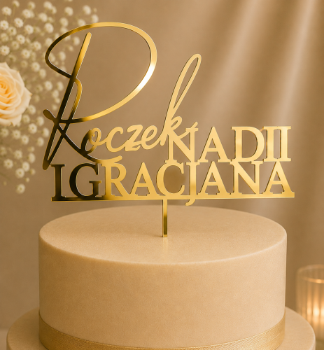 Personalizowany topper na tort Roczek dwa imiona
