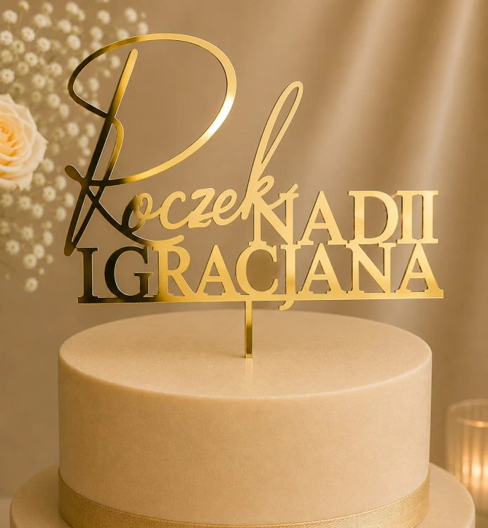 Personalizowany topper na tort Roczek dwa imiona