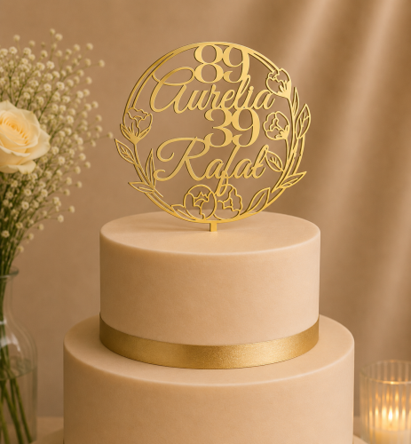 Personalizowany topper na tort urodzinowy z imionami