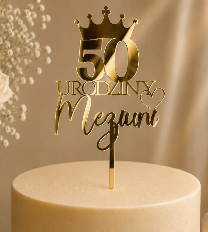 Personalizowany topper na tort urodzinowy z imieniem + korona