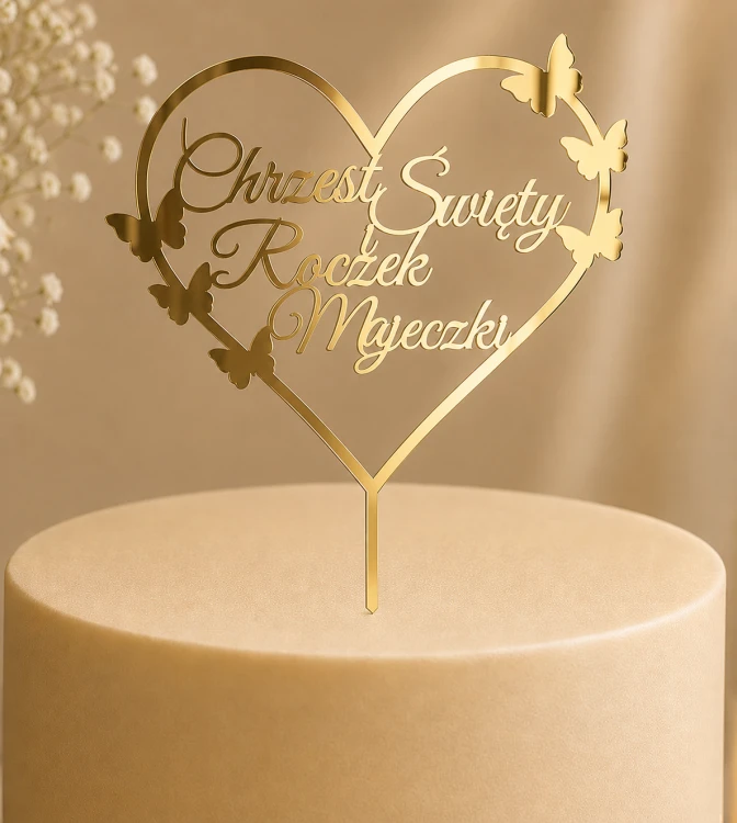 Personalizowany topper na tort Chrzest Święty i Roczek z imieniem