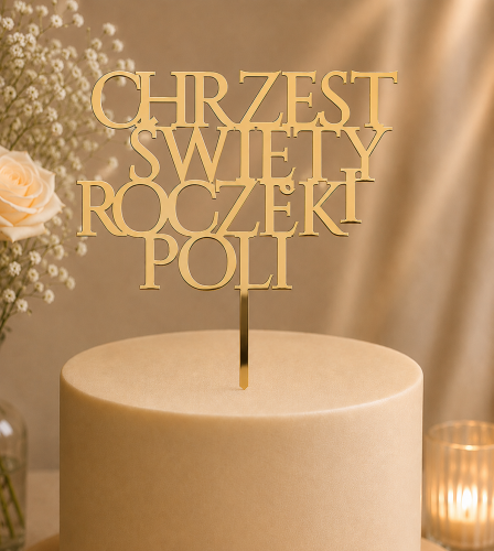 Personalizowany topper na tort Chrzest Święty i Roczek z imieniem