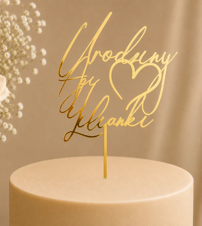 Personalizowany topper na tort urodzinowy Urodziny z dwoma imionami