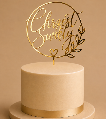 Elegancki tort z topperem Chrzest Święty.png