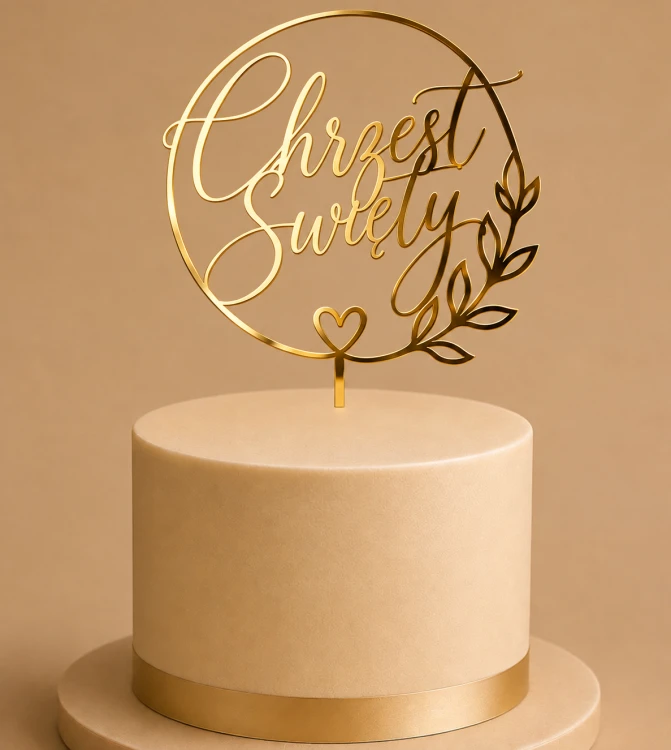 Elegancki tort z topperem Chrzest Święty.png
