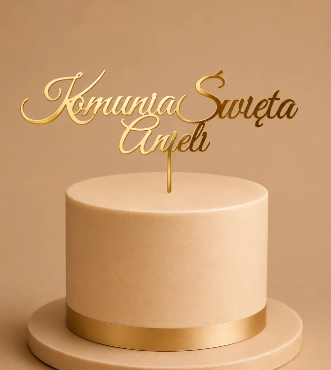 Elegancki tort komunijny z topperem.png
