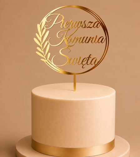 Złoty topper „Pierwsza Komunia Święta”.png