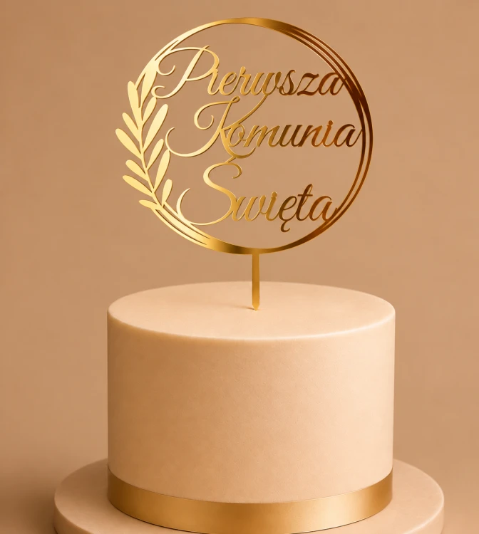 Złoty topper „Pierwsza Komunia Święta”.png