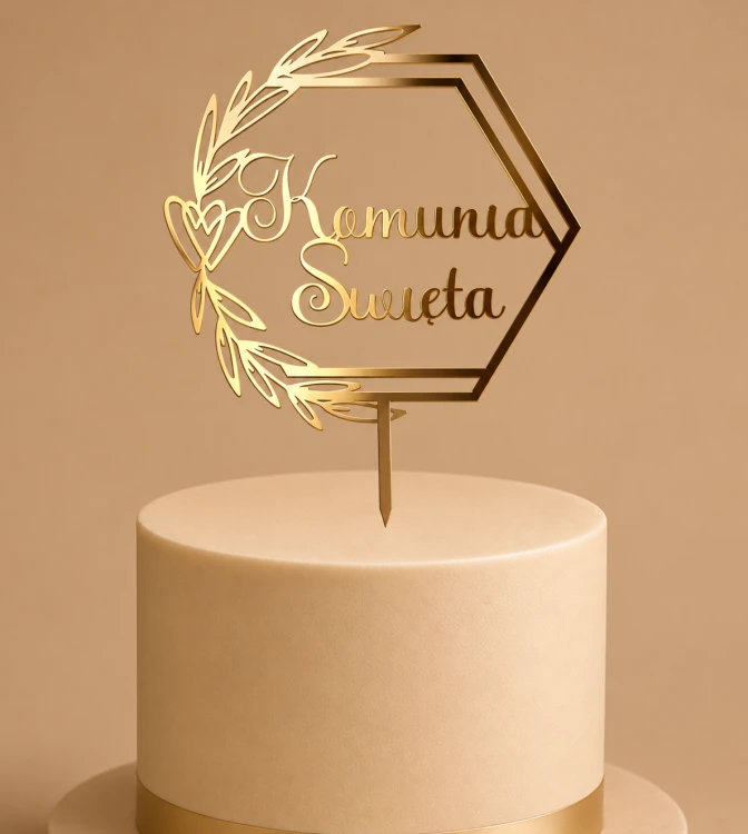 Elegancki topper komunijny „Komunia Święta”.png